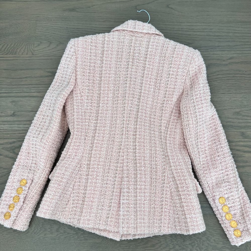 Alexandre Vauthier Pink Double-Breasted Wool-Blend Tweed Jacket - Picture 9 of 10